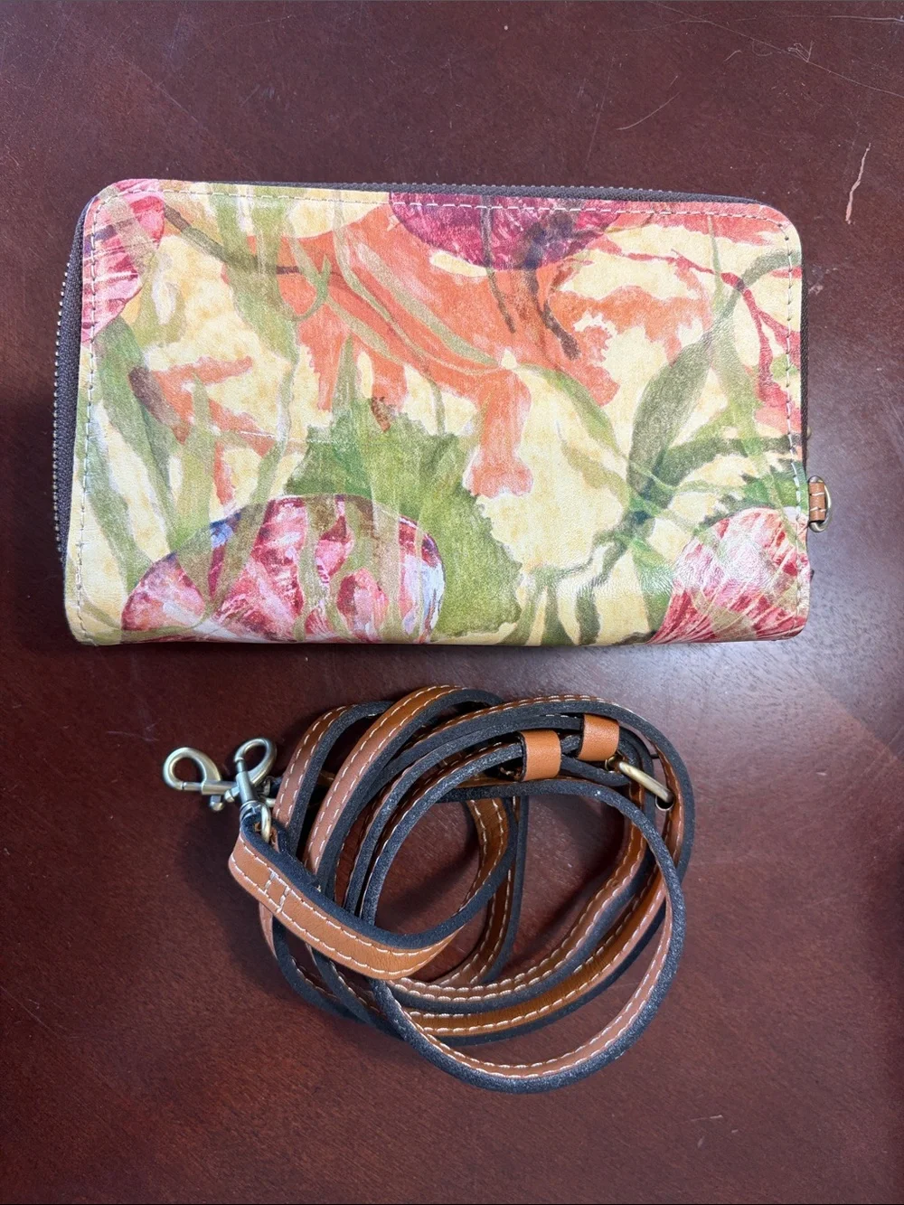 Patricia Nash Leather Pertina Frame Phone Crossbody